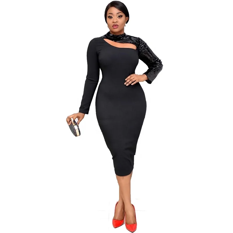 Vestidos Mangas Largas Casual Ladies Knee Length Office Formal Long Sleeve Midi Bodycon Sets Womens Clothing Dress