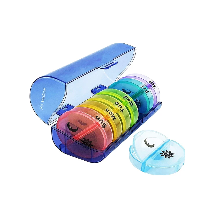 Weekly Plastic Organizer, 7-Day With Stackable Am/pm Customize Color Pill Dispenser Container Box