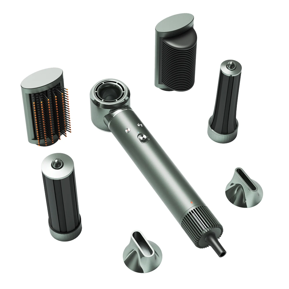 7 in 1 Air Hair Styling Tools Wrap 110000 RPM Ionic Hair Dryer Curlers, Round Blow Dryer Brush, Hair Straightener Brush,Nozzle