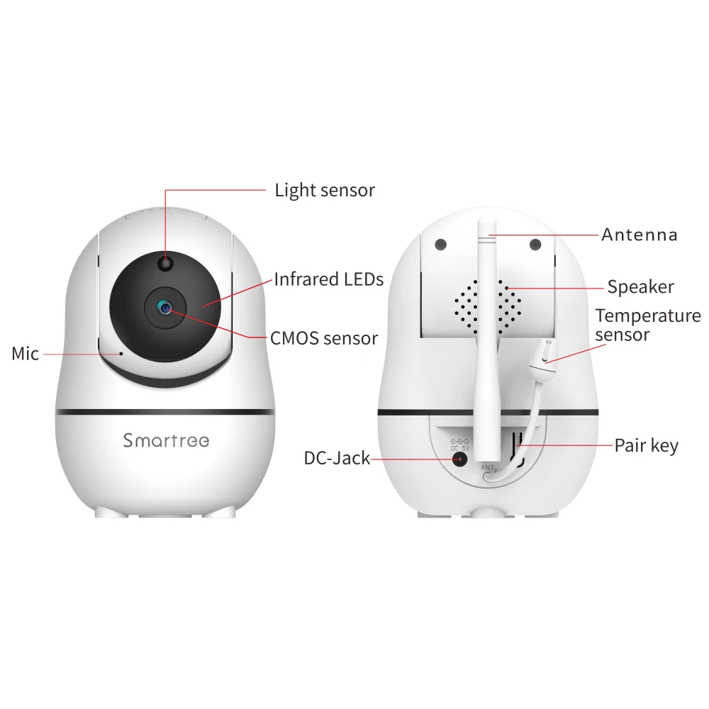 Intercomunicador baby monitoring portable audio wifi temperature baby monitor 5 inch