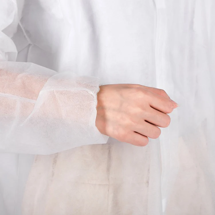 Wholesale Costumised Medical Disposable Non Woven  White Lab Coat with Snaps for Chemistry Lab