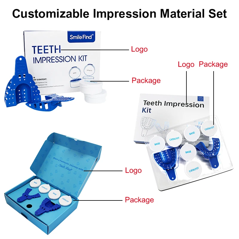 Dental Lab Disposable Veneer Snap On Grillz Mold Silicone Material Putty Trays Base Catalyst Dental Impression Kit Private Label