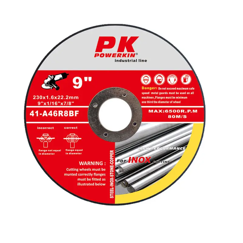 Customized Size Abrasive Tools Metal Aluminum Oxide Cutting Disc 9 Inch T41 230*1.6*22.2mm Cutting Wheels Copper Discs