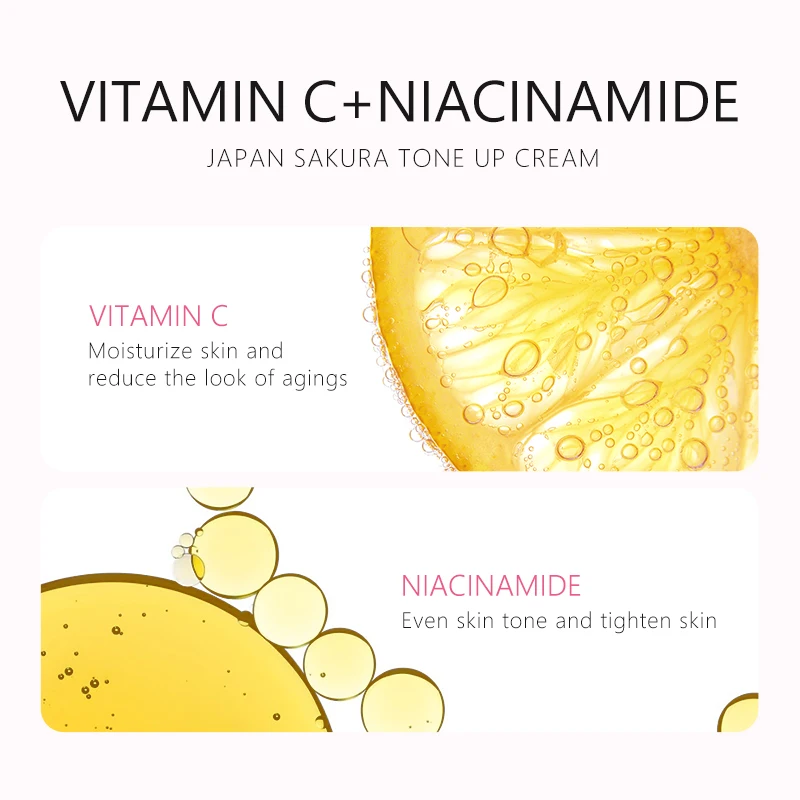100% Natural Sakura Tone up Cream Vitamin C Infused Organic Skin Care Lotion for Face and Body Whitening Private Label