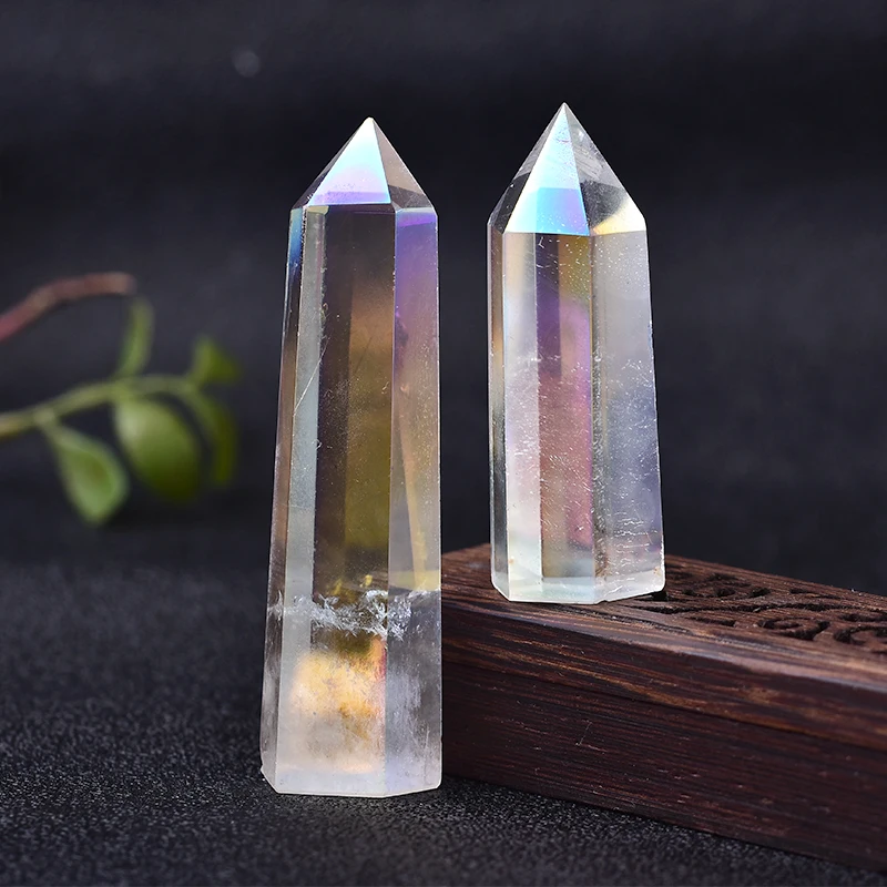 Оптовая продажа точечные натуральные кристаллы Aura прозрачные кварцевые Исцеляющие камни украшение кварцевой башни