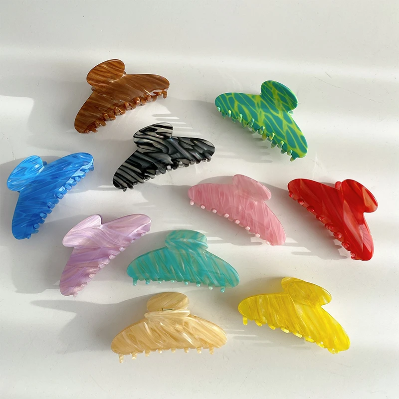 Ins New Style Big Size 11cm Cellulose Acetate Hair Claws for Elegant Women High Quality Summer Fresh Color Hair Claw Clips