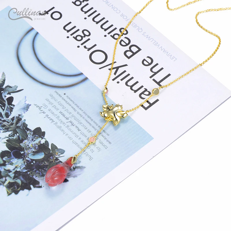  High Quality Colored Necklace China Fashion Women Jewelry Trendy 18k Gold Flower Pendants Real