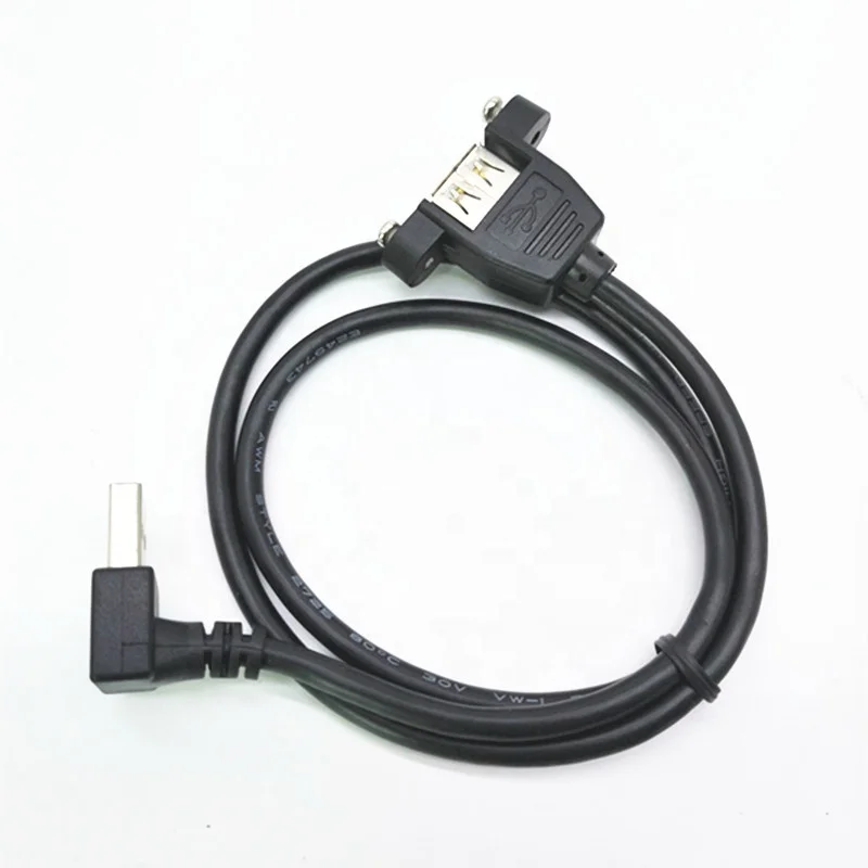 0.6M 1M 2.5M  Up angle Type A USB 2.0 male to Panel Mount Type A Female Cable