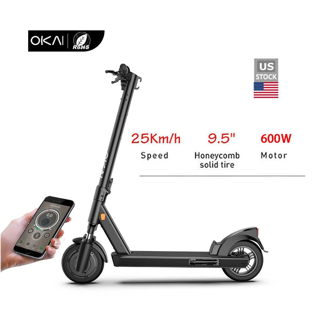 
OKAI Best 40KM Range 9.5inch 10.4ah battery US Community fat tire 350W e scooter 