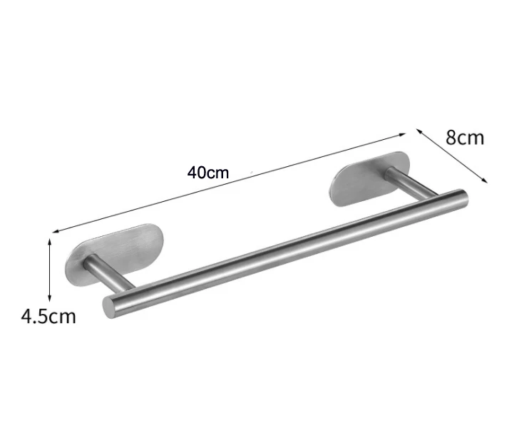 Luxury 4 Pcs Self Adhesive Bathroom Home Accessories Hardware Set No Drilling Clothes Towel Bar Stainless Steel Rack Set