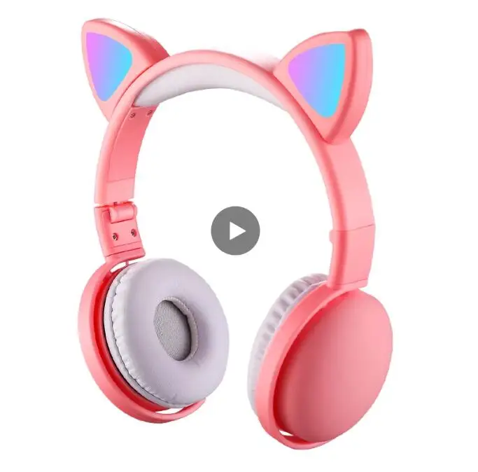 
 Многоцветные складные наушники со светодиодной подсветкой, BT 5,0 HD, голосовые наушники с микрофоном, беспроводные + проводные наушники для девочек, подарок и детская гарнитура  