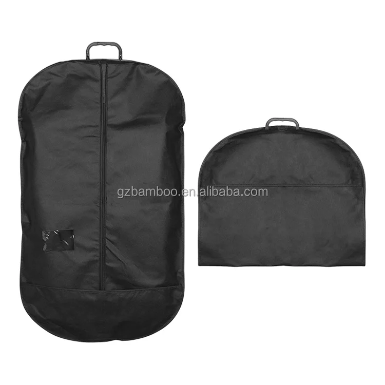 Customized Logo Non Woven Black Personalized Gusset Garment Suit Bag with Zip-lock Dust-proof Clothing Cover Dust Cover Bag