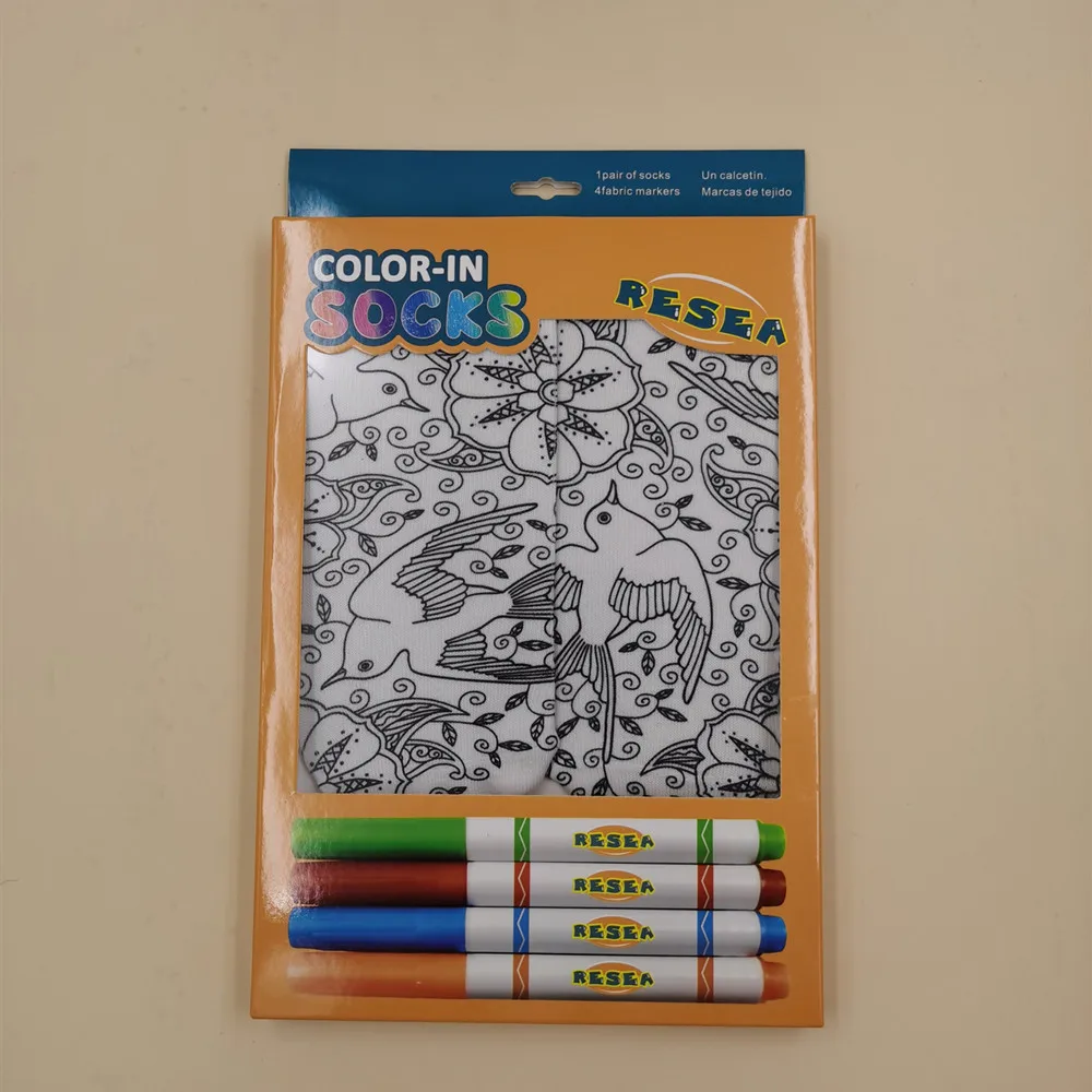 kids cartoon diy coloring drawing socks color-in socks kids activity pack for star design