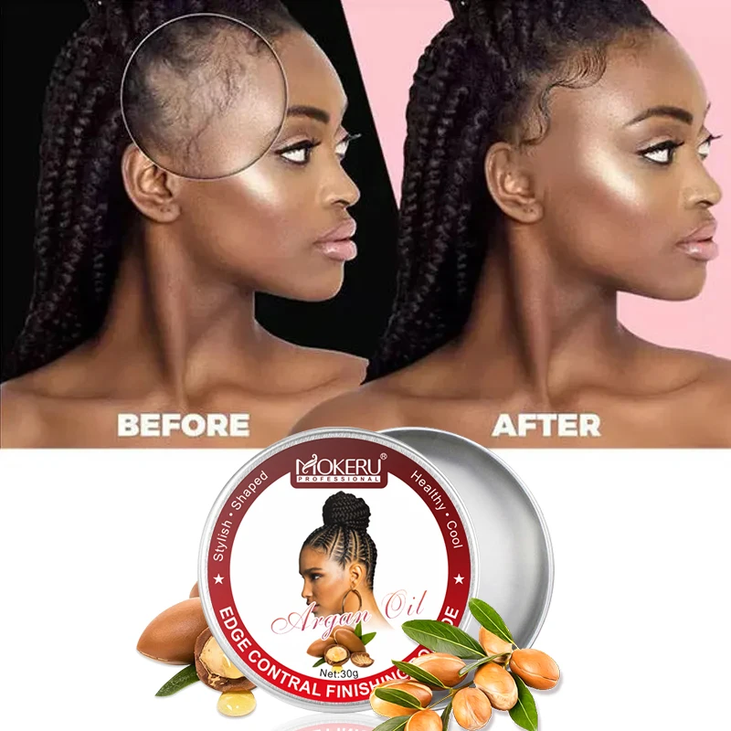 Mokeru private label strong hold edge control gel hair styling wax for women