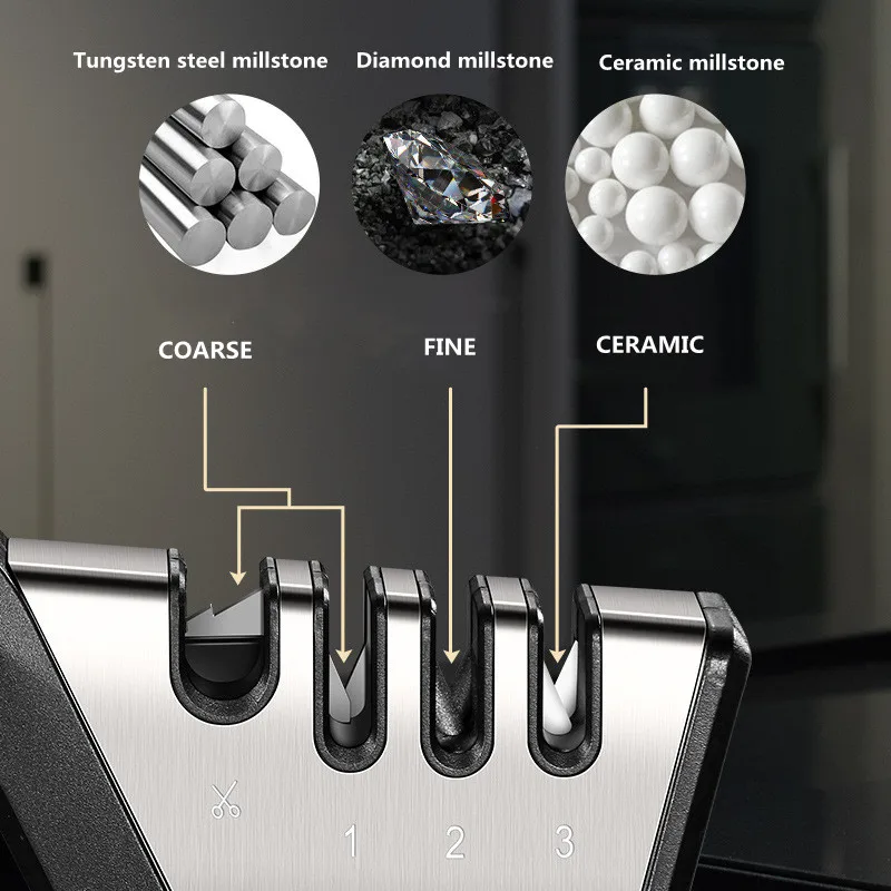 Kitchen Knife Sharpening Stone four-in-one Tungsten Diamond Ceramic Sharpener Tool