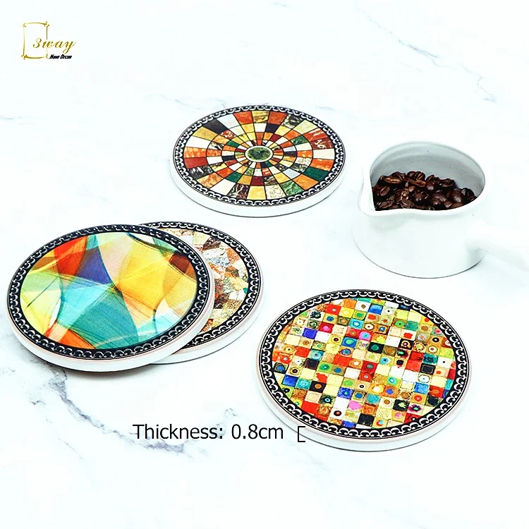 Tea Coffee Beer Magnetic Cork Cup Mats Pads and Placemat Coaster Ceramic OEM Custom Round Cute Home Decoration Everyday Support
