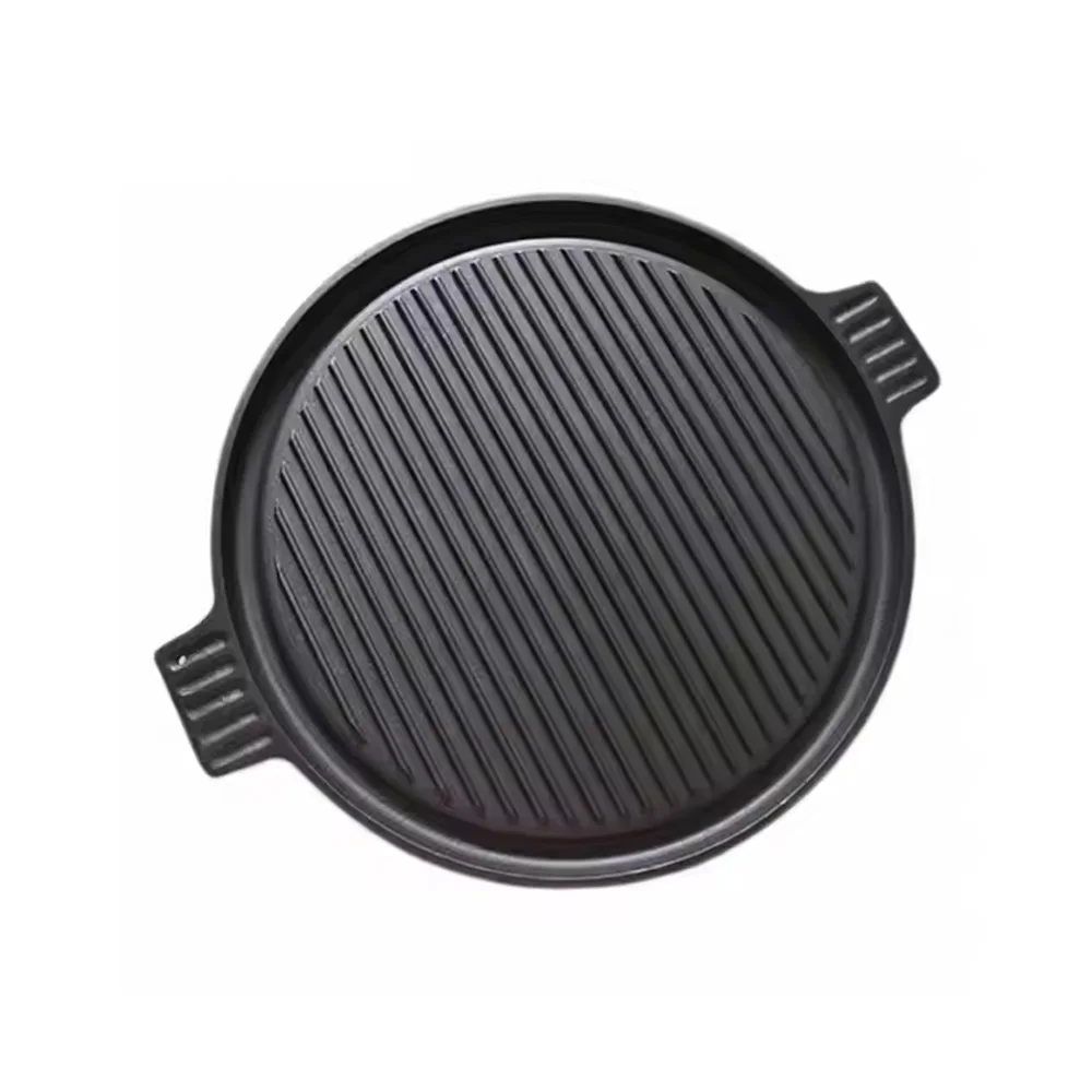 Reversible round Cast Iron BBQ Grill Griddle Double Grill Pan Induction Cooker Applicable Korean Style Roasting Pans