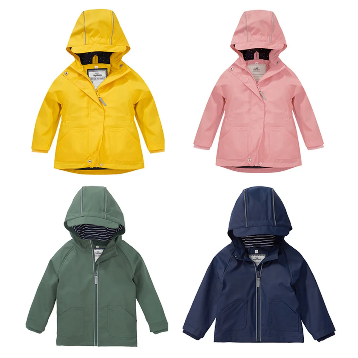 Baby Boy Spring Coat Windproof Children Cardigan Outerwear Kids Rain Coat Hooded Waterproof Jacket Girls Clothes PU Cotton Warm