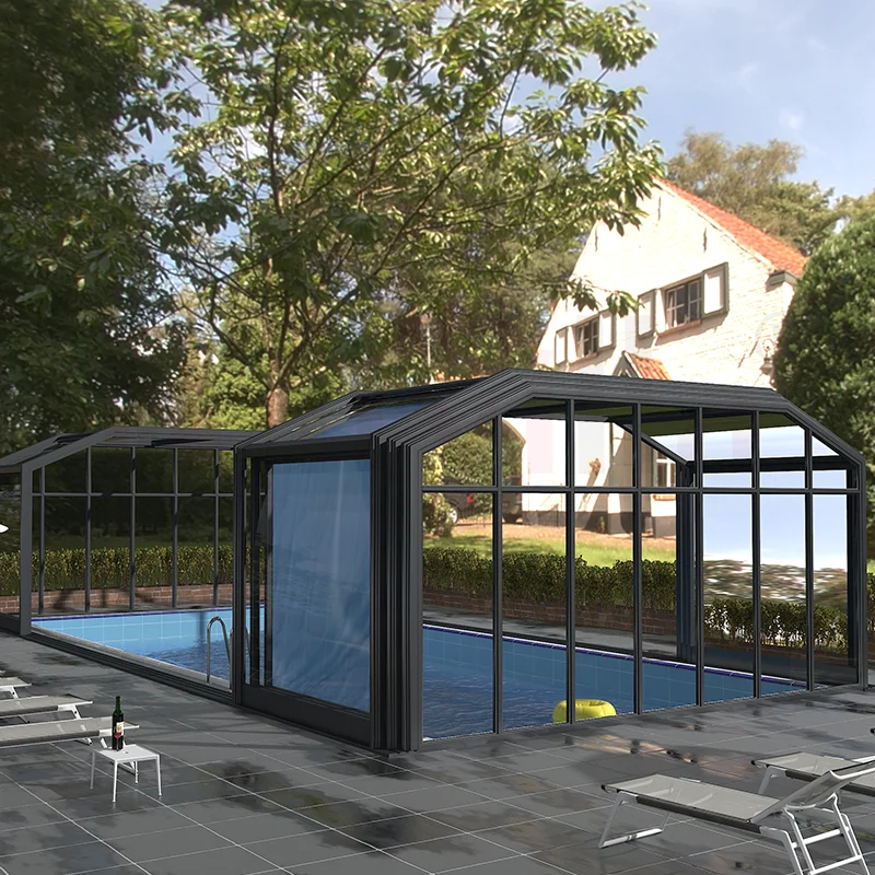 Baivilla Factory Direct Motorized Telescopic Big Swimming Pool Enclosure For Hotel