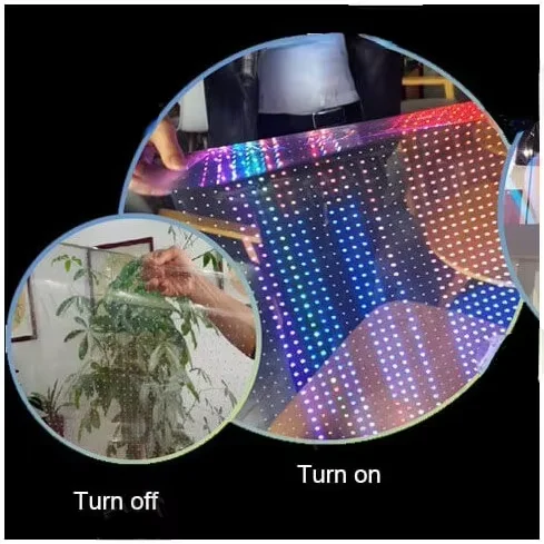 Indoor High Transmittance Self-Adhesive Advertising Film Screen Led Transparent Display on Window Glass Led Crystal Film Screen