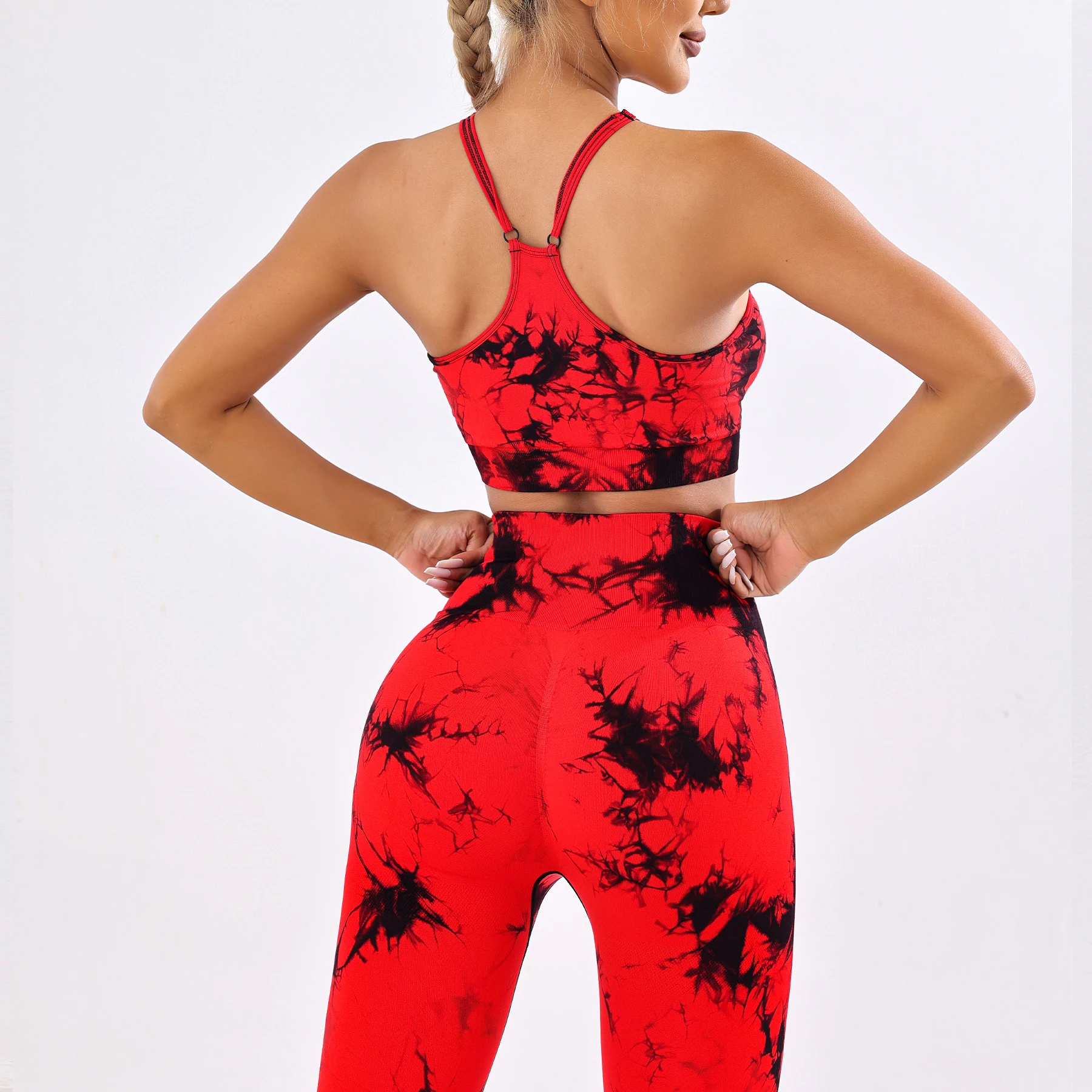 Long Sleeve Crop Tops High Waist Scrunch Leggings Sport Bra     Plus Size Gym Wears Fitness