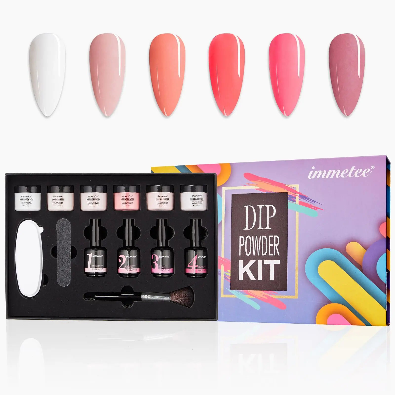 Wholesale Dip Gel Powder Kit Fast Dry White Pink French Nail Dip Powder Starter Kit with Base Top Coat Activator and Brush Saver