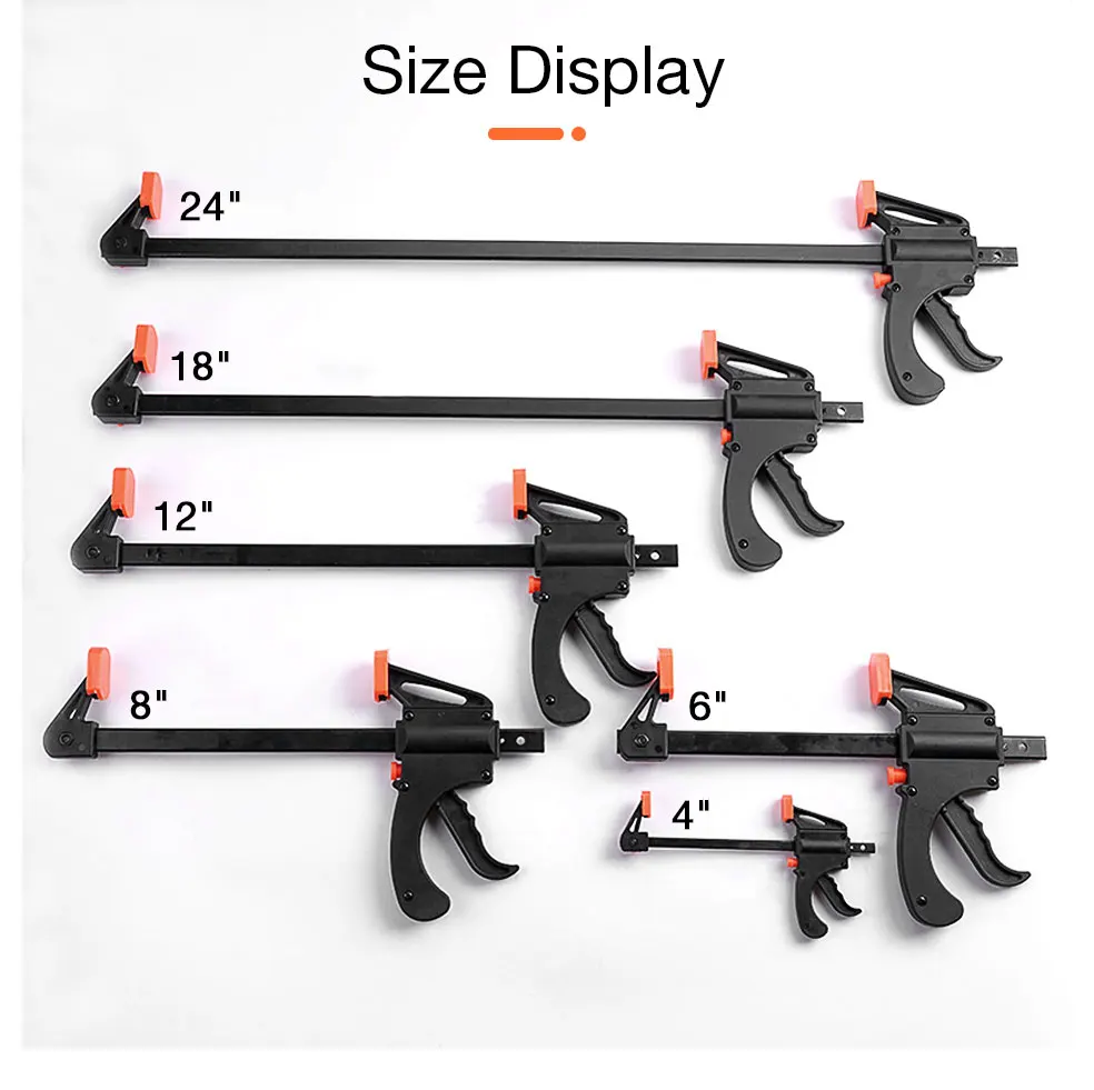 4-24 Inch DIY Hand Woodworking Clamp Bar F Clamp Clip Ratchet Release Carpentry Hand Tools