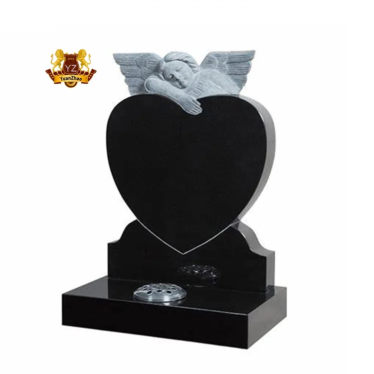 Cemetery Gravestone Marble Angel Heart Headstone Memorial Tombstone Black Granite Angel Baby Headstones And Monuments