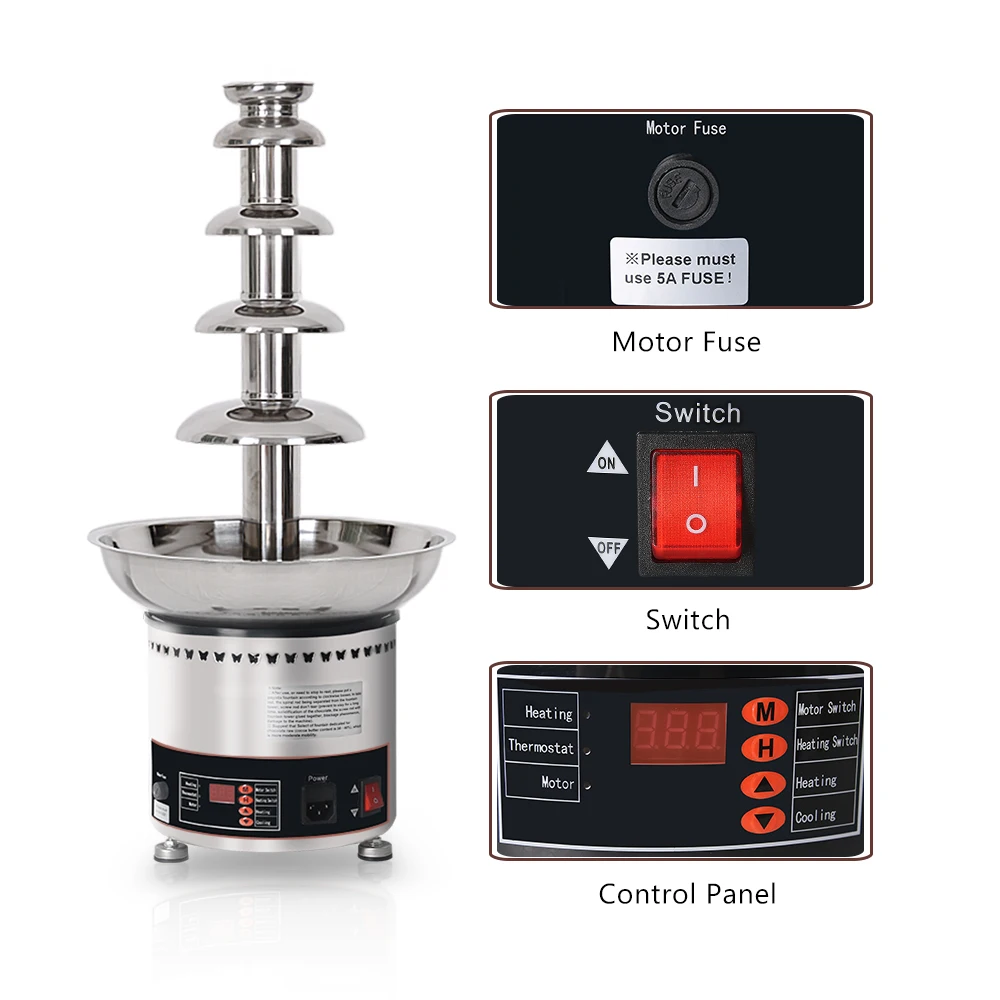 New Design Electric Retro Chocolate Fountain 30~150 Degree kitchen chocolate melting machine