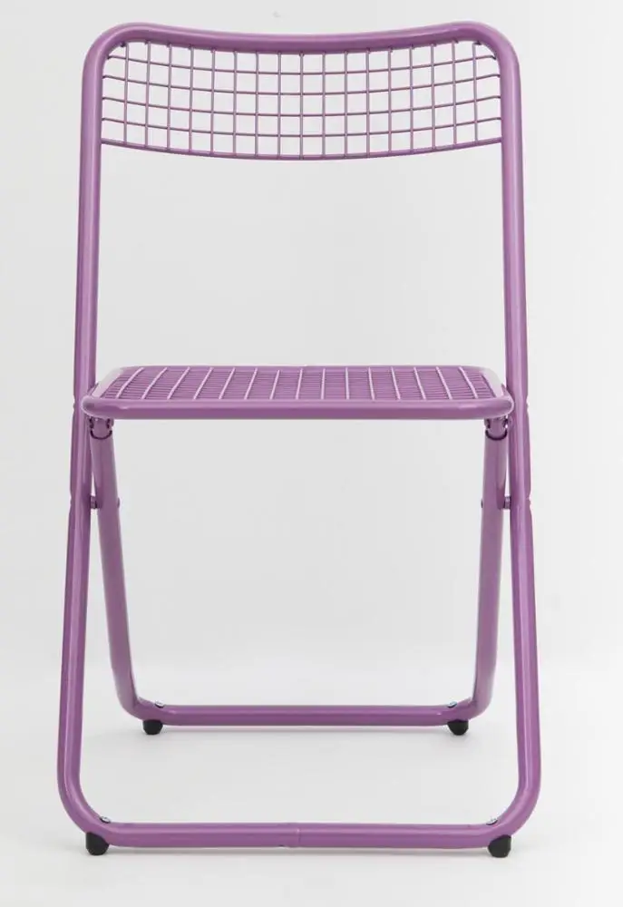 Home furniture metal steel folding chair in wire seat
