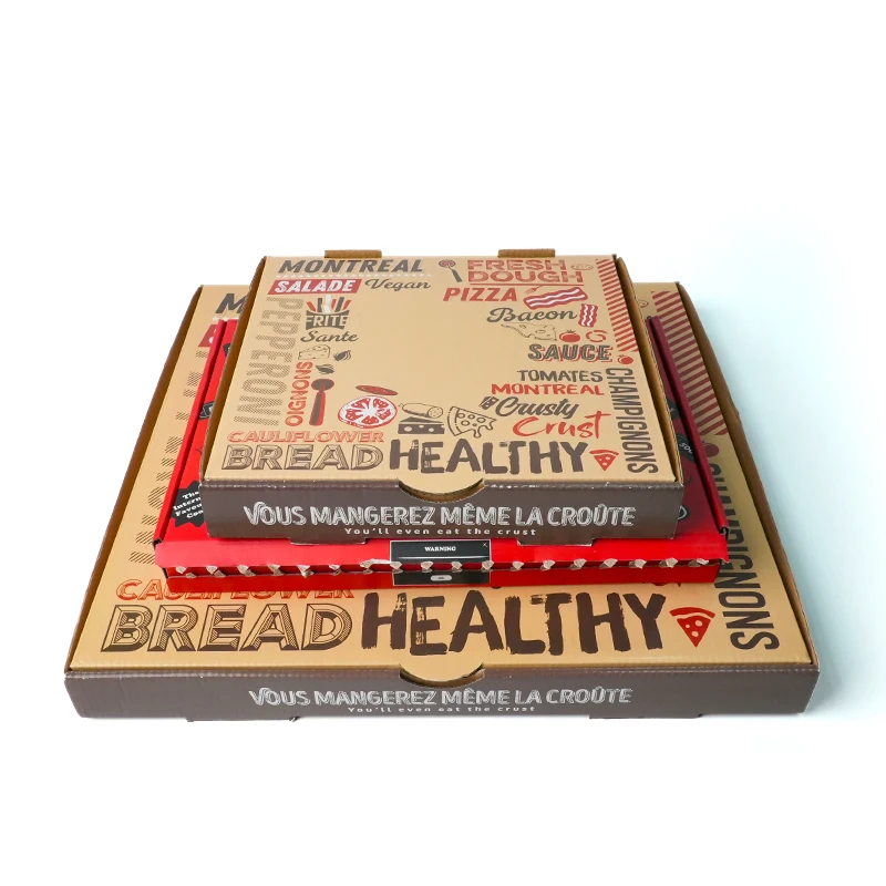 Food grade flute corrugated custom printed size 9 10 11 12 14 18 inch pizza box design cardboard carton pizza box