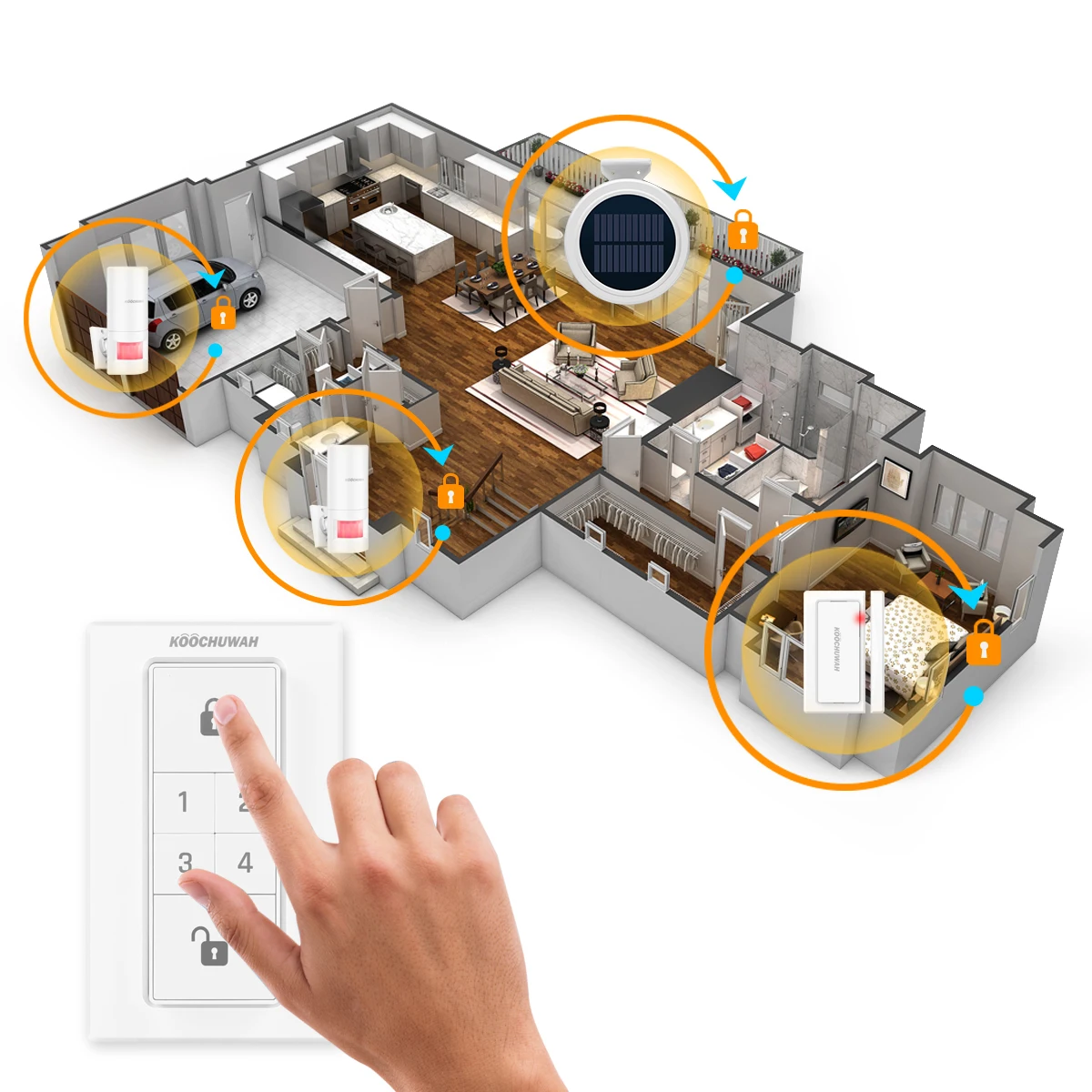 Solar powered intruder alarm GPRS Smart Home security devices burglar preventing