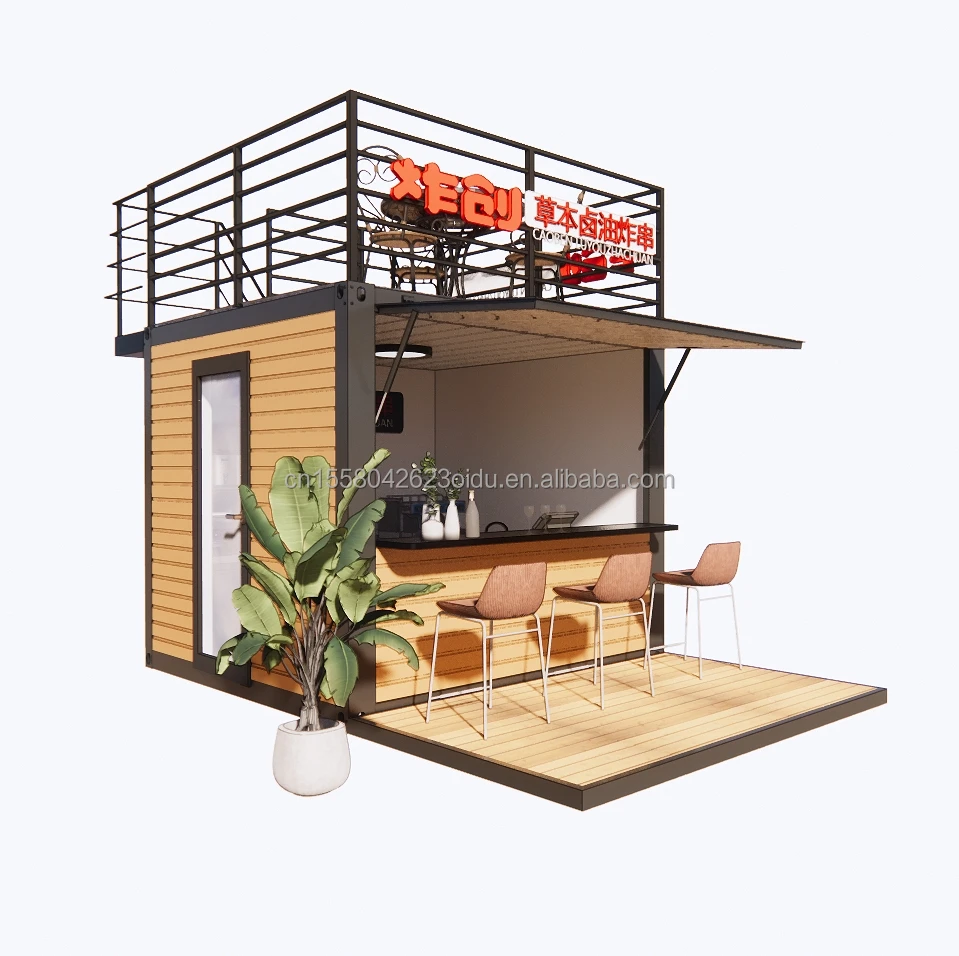 10ft Modern Design Fast Food Mini Pop-Up Shop Flat Pack Steel Container for Outdoor Cafe & Coffee Bar Use