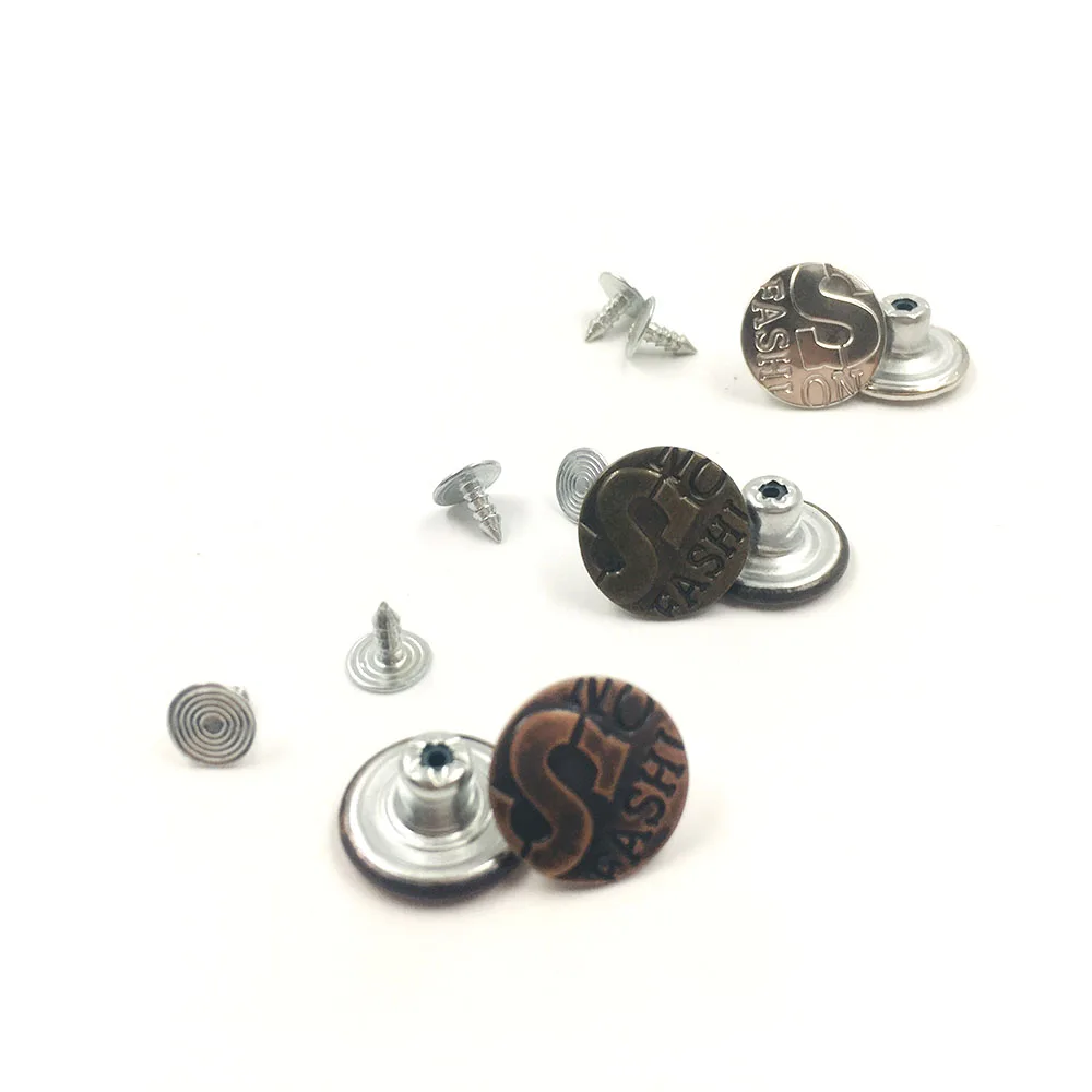 Customized Styles Black Nickel Bronze 17Mm Fast Delivery Custom Shirt Metal Button Pins For Jeans