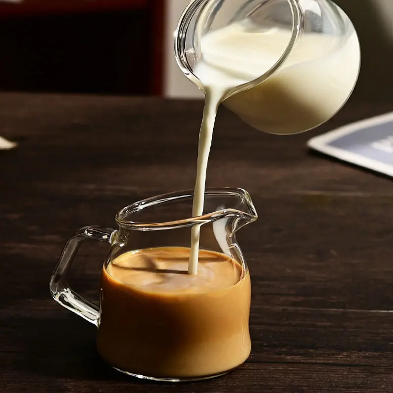 Glass Creamer Pitcher Transparent Milk Pourer Mini Milk Pitcher Mini Carafe Coffee Mug Coffee Pot for Tea Syrup