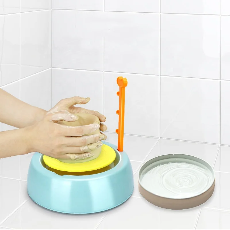 Handmade Artist Paint Pottery Ceramic Making Machine Educational Handicraft DIY Toys Mini Pottery Wheel Kit for Kids