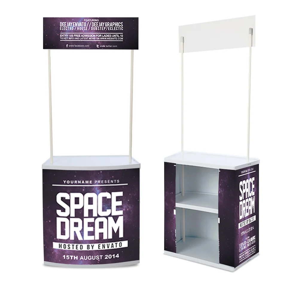 Customize design ABS/PVC promotion display stand folding promotion desk advertising exhibition portable promotion table