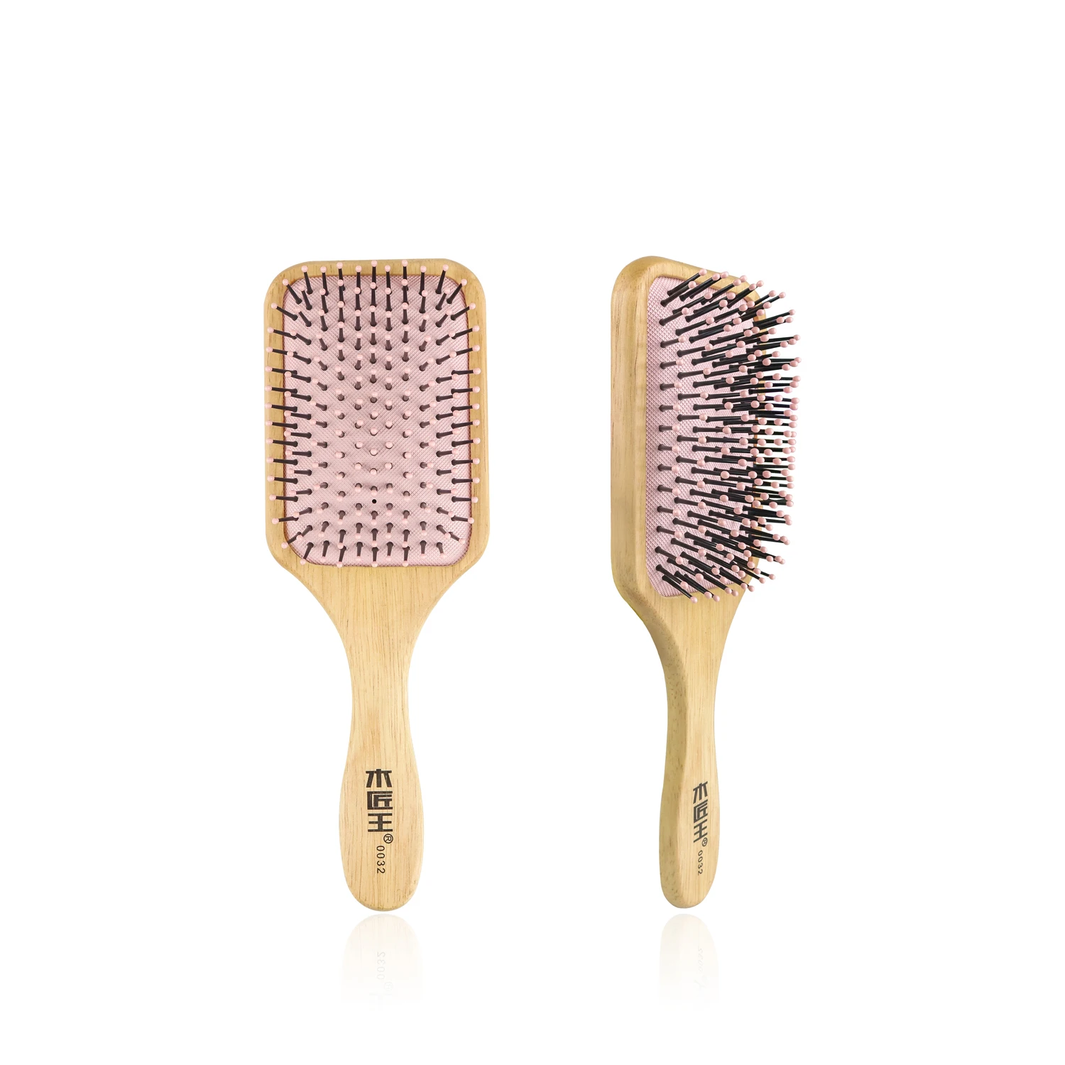 Professional Custom Logo Natural Comb Home Anti Static Bamboo Beach Wooden Large Rectanglge Paddle Hair Brushes and Combs Set