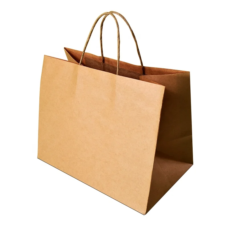 China Cheap Wholesale Takeaway Retail Craft Paper Bags With Handles Brown Kraft Paper Shop Bag