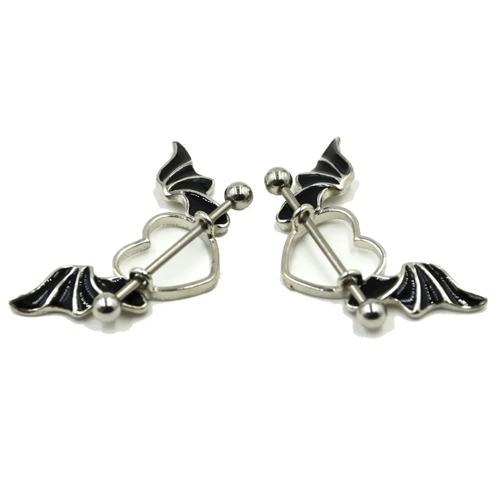Cheap 316L Stainless Steel Bat Shape with black wings Nipple Rings body  piercing jewelry