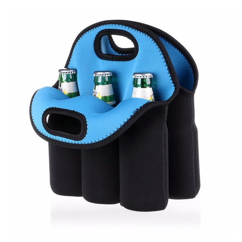 Neoprene Insulated Portable Red Wine Bottle Cover Collapsible 6 Beer Can Cooler Bag