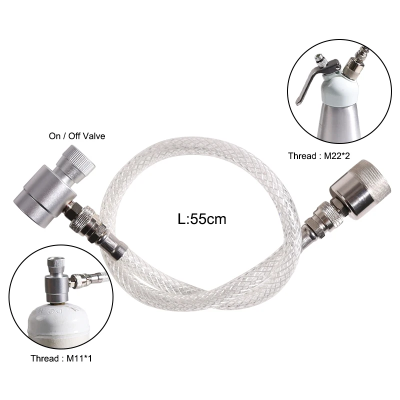 Clear NO2 Gas Refill Hose Adapter for Nitrous Oxide Cylinder Whipped Cream Chargers Dispenser Food Grade