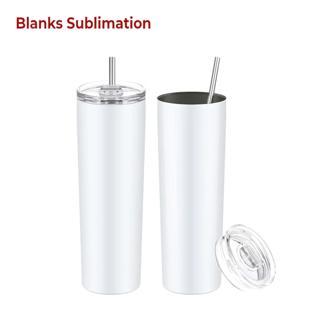 20 oz Stainless Steel Heat Transfer Printing Travel Mug Double Wall Insulated Straight White Sublimation Tumbler Cups