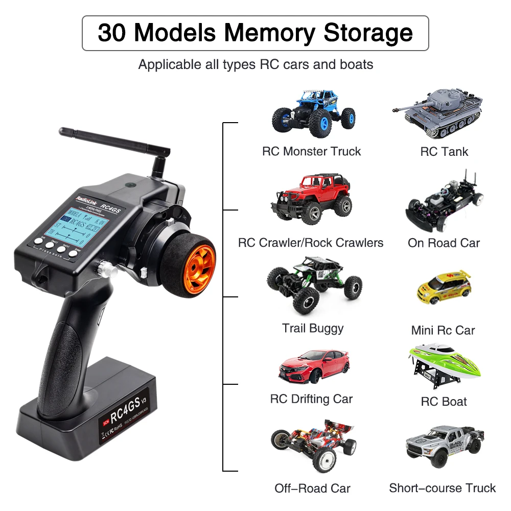 original RadioLink RC4GS V3 with RCFG Receiver 5 channels remote control surface Pistol transmitter RC RC4GS V3 for RC Car