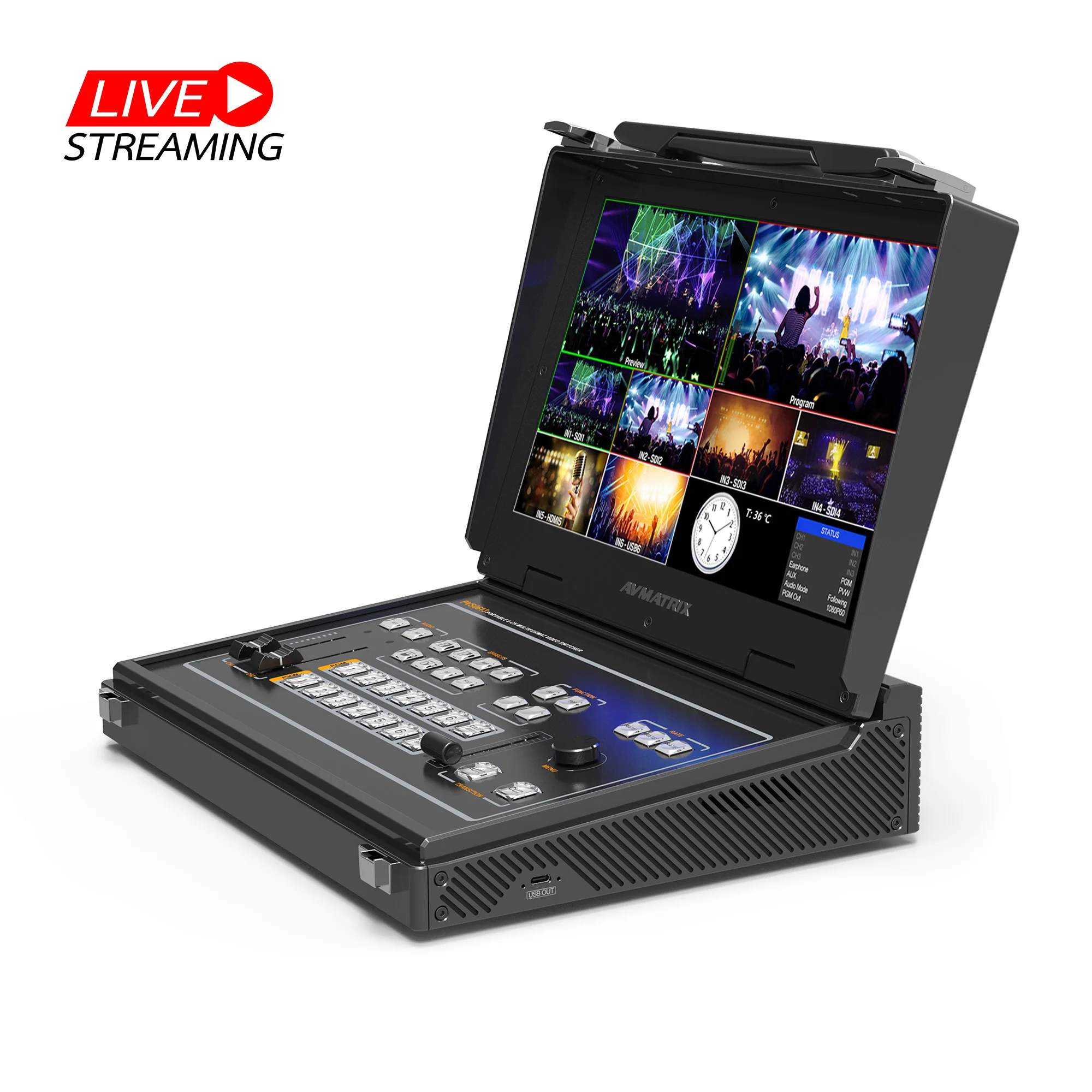 Видеопереключатель AVMATRIX PVS0613U 6CH SDI/HDMI Livestream для вещания церкви и