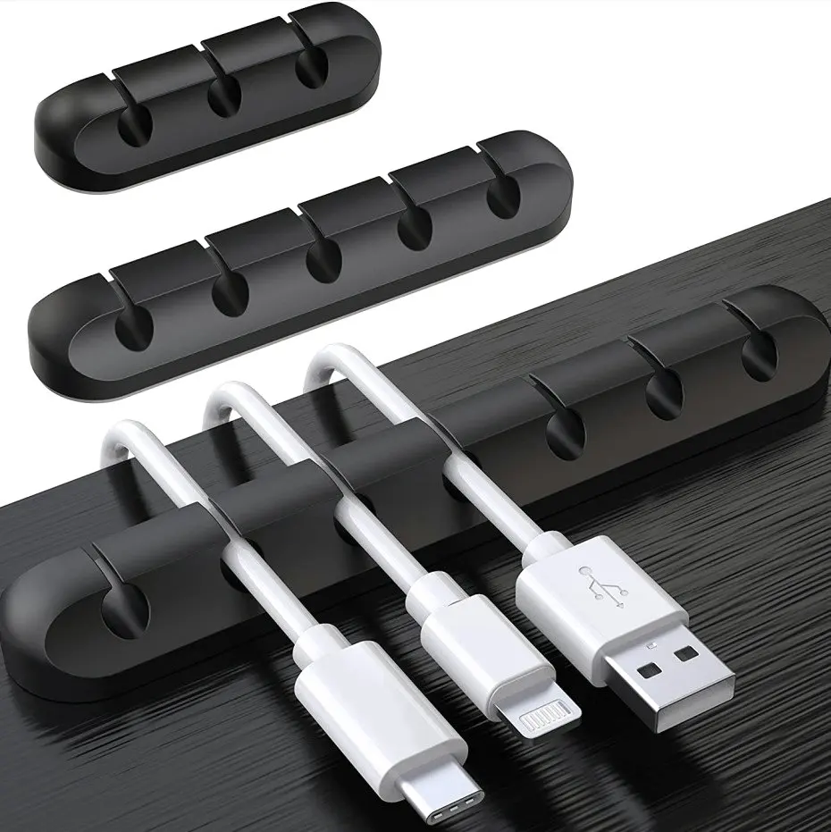 Black Cord Desk Usb Cable Organizer Management Fixer Holder Cable Clip