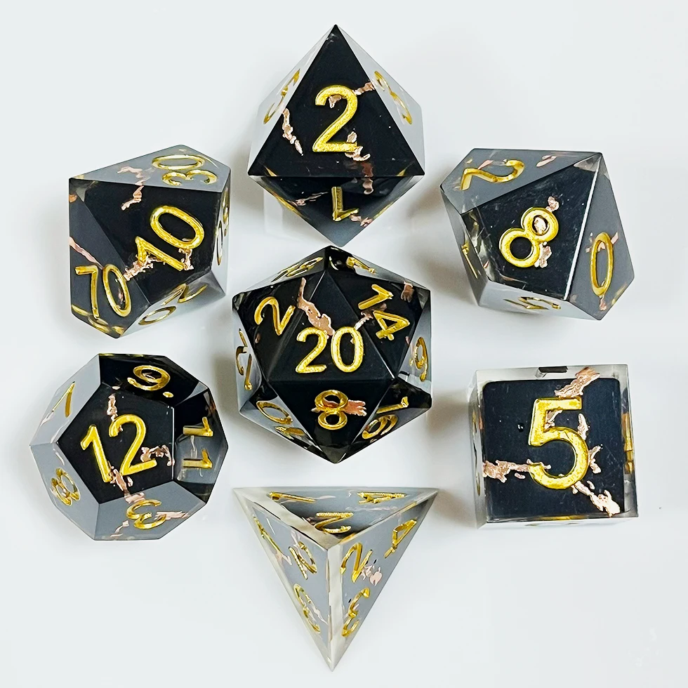 Dnd Black resin  Dice For Dungeons And Dragons Layered sharp edge Dice set for adult table dice games