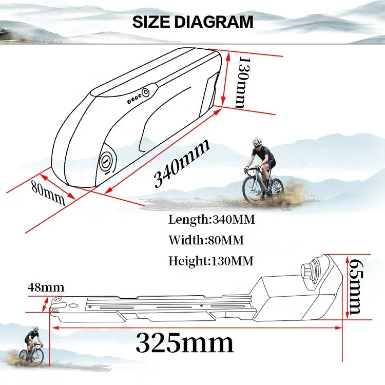 
Down Tube Electric Bike 48V 17.5Ah Killer Whale Shark Lithium Li-ion Battery Pack for 1000w BBSHD Motor Kit 
