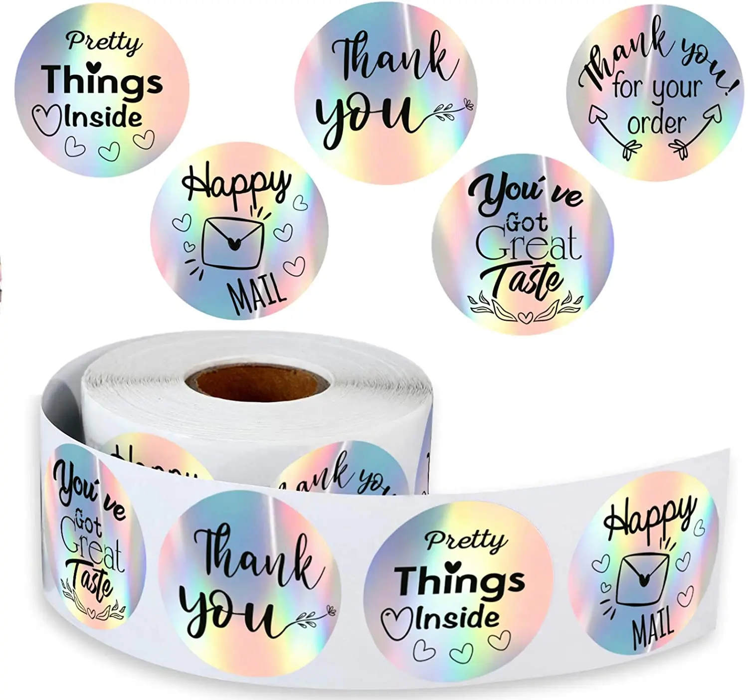 
500 holograms 1.5 inches Rainbow Label sticker Thank you for your sticker Christmas Gift Sticker Holographic 