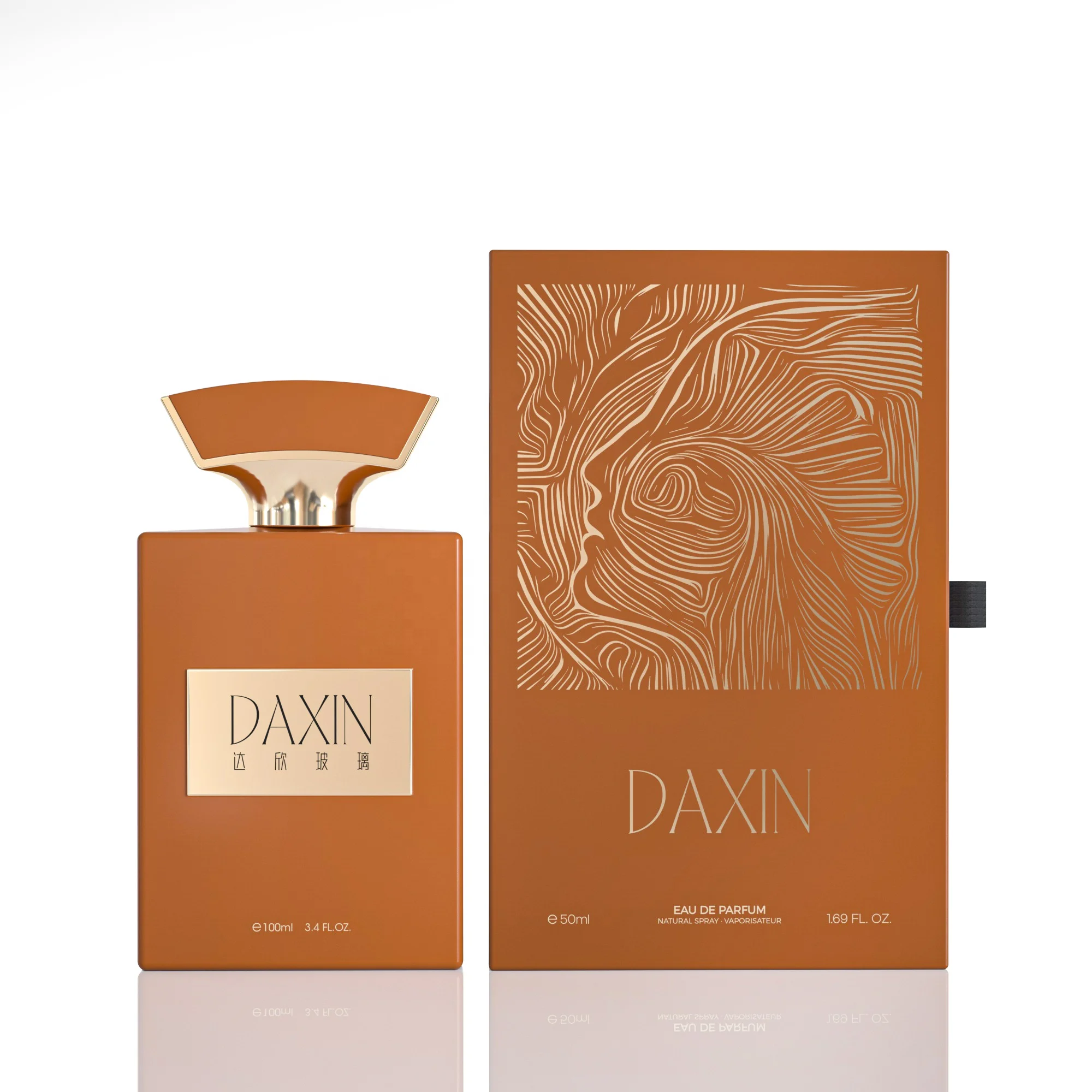 Custom good quality blue / orange / black perfume glass bottle 100 ml colors perfume empty bottle with box